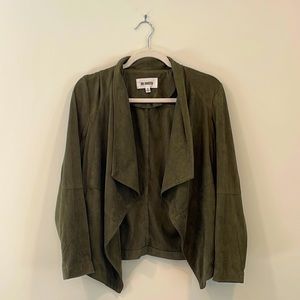 BB Dakota Nicholson Faux Suede Drape Front Jacket- Olive